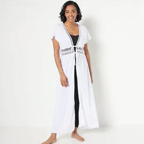 Nwot White Coverup Belle by Kim Gravel Swimsuit Cover Up M/L - Picture 1 of 8